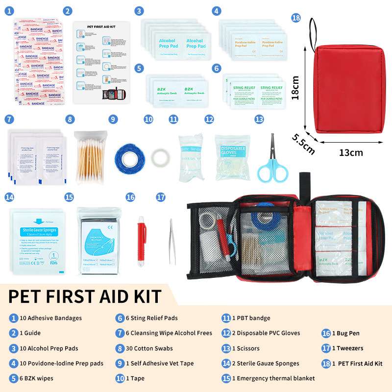 Kit Pertolongan Cemas Binatang Kompak untuk Anjing & Kucing – Kit Perubatan Kecemasan Mudah Alih